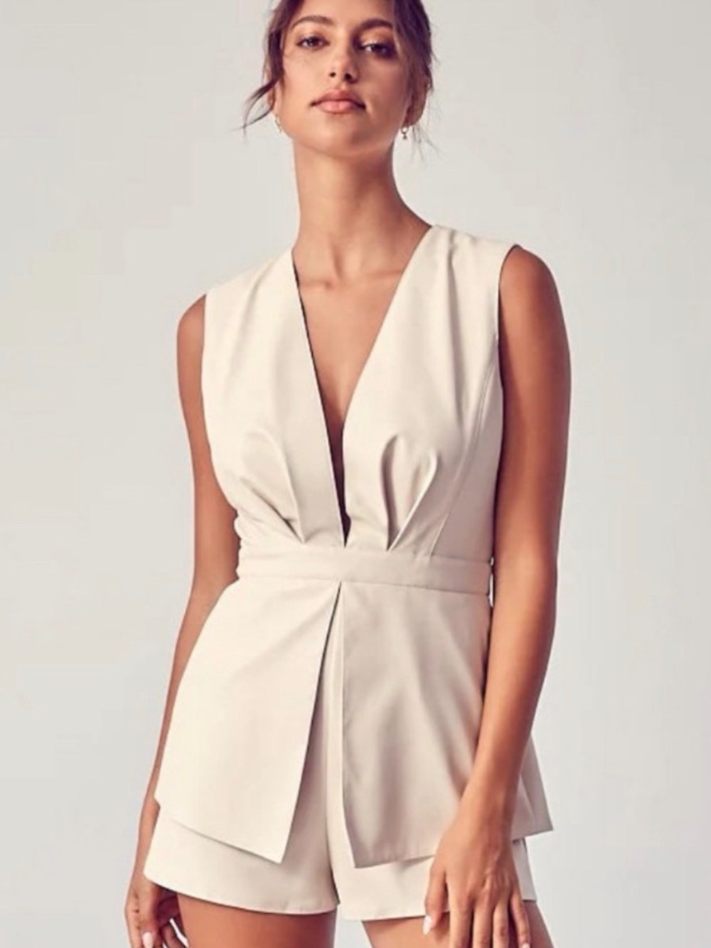 Cream Faux Leather Romper NWT